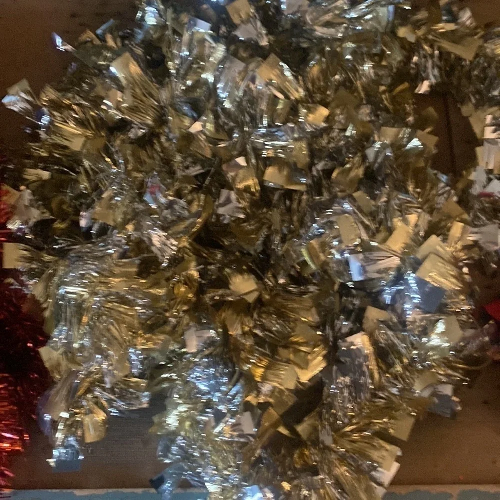 Vintage Christmas Ornament Tinsel Tags Ribbon Bundle